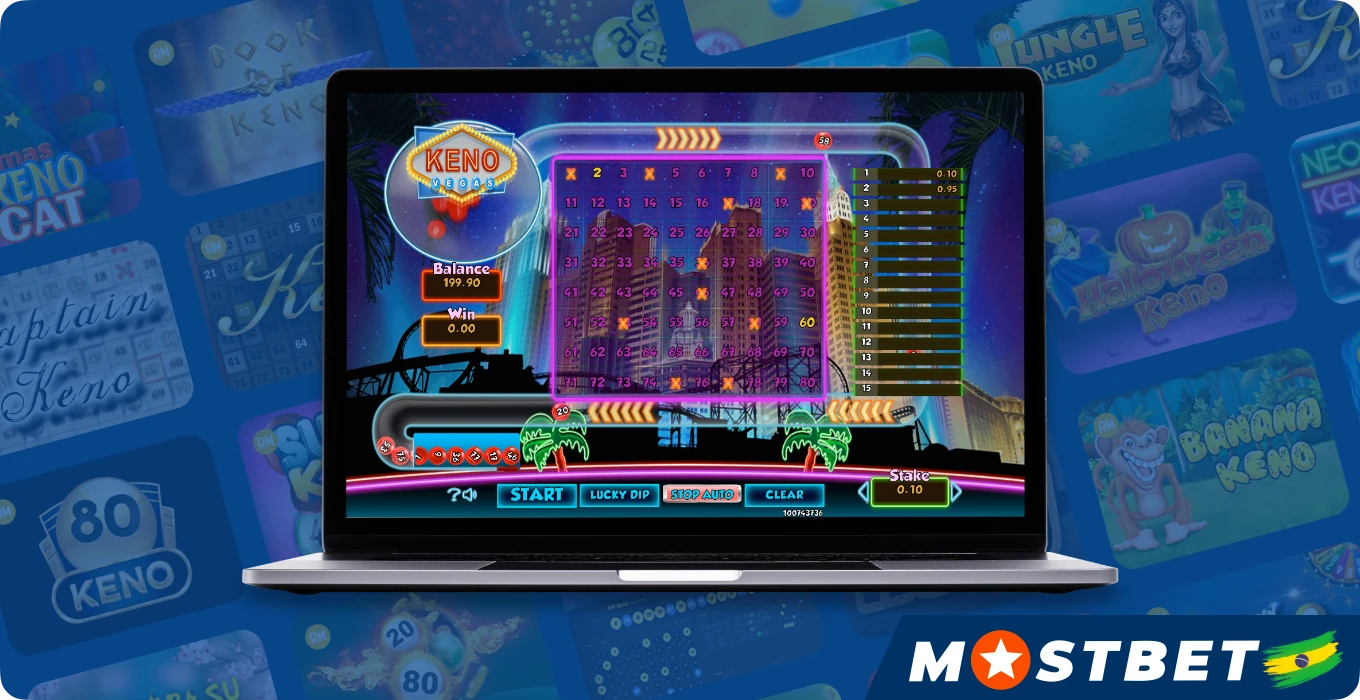 No site da Mostbet no Brasil, você pode tentar sua sorte na loteria digital Keno