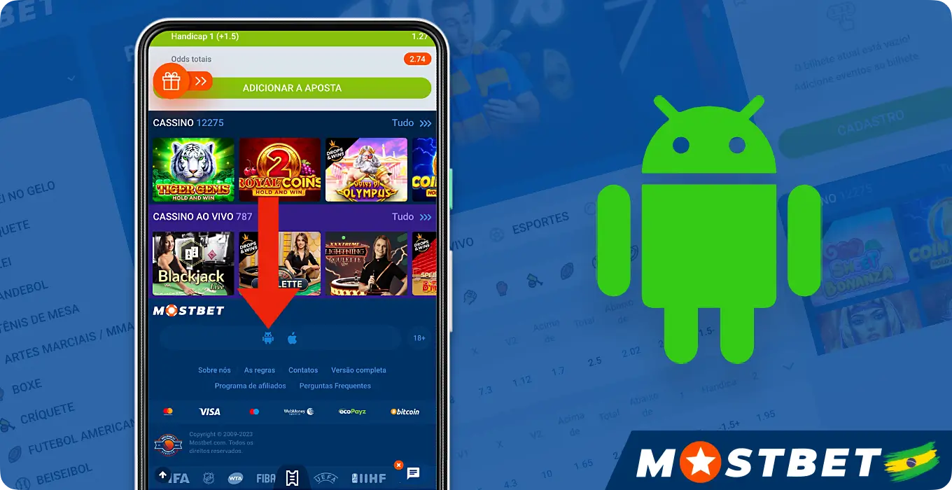 Você pode baixar o aplicativo Mostbet para Android na parte inferior do site oficial